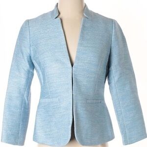 Talbots Light Blue Tweed Blazer Lined w/Modern Fitted Silhouette Size 16